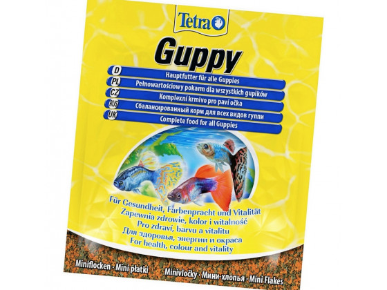 Сухий корм для акваріумних риб Tetra в пластівцях Guppy 12 г (для гуппі)