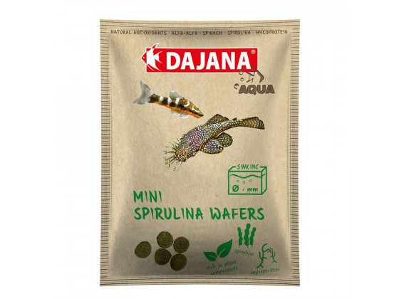 Корм Dajana SPIRULINA MINI Wafers чипсы для донных травоядных рыб 80мл/10 гр