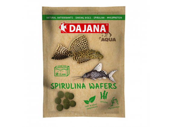 Корм Dajana SPIRULINA Wafers чипсы для донных травоядных рыб 80мл/25 гр