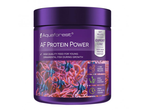 Корм Aquaforest AF Protein Power 120 г – высокобелковые мягкие гранулы для молодых декоративных рыб.