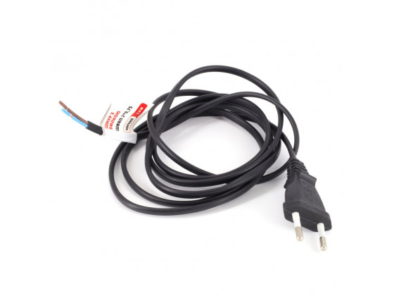 Шнур з вилкою 220В 2×0,75 чорний 2 м — кабель живлення для електроклапанів та приладів
