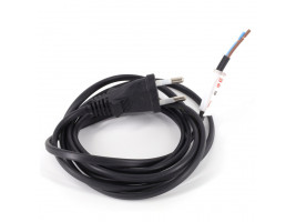 Шнур з вилкою 220В 2×0,75 чорний 2 м — кабель живлення для електроклапанів та приладів