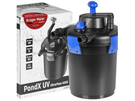 Ставочный фильтр, напорный Kruger Meier PondX UV 4000 с лампой 9 Вт и быстрой очисткой для декоративных водоемов.
