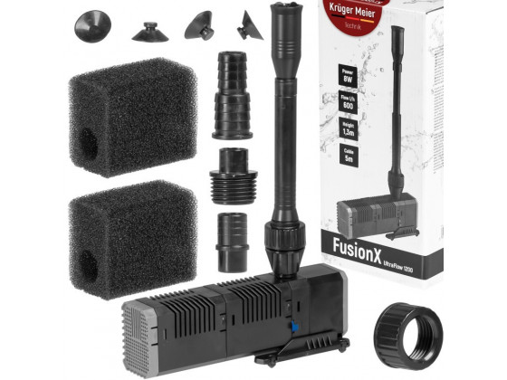 Насос-фонтан с двойным фильтром Kruger Meier FusionX 1200 для декоративного пруда 3-в-1