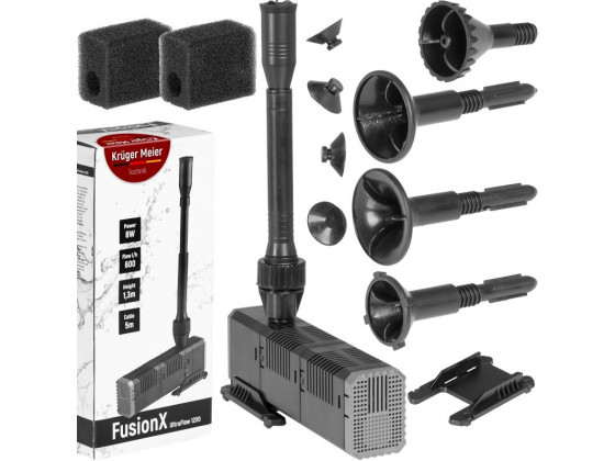 Насос-фонтан с двойным фильтром Kruger Meier FusionX 1200 для декоративного пруда 3-в-1