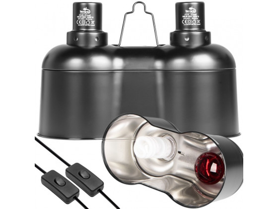 Светильник двойной Terrario SunFusion Duo с двумя керамическими патронами E27, 2 x 150Вт.