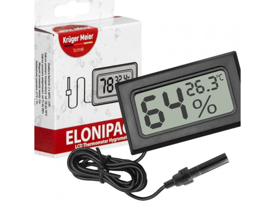 Цифровий термометр-гігрометр Kruger Meier Elonipac LCD з датчиком на кабелі 200 см
