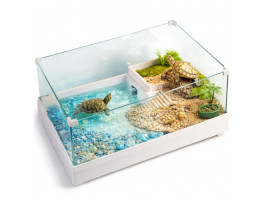 Терриум-аквариум для черепахи Kruger Meier Turtle Shell Garden 39x27x17 см с островом и гидропонным контейнером