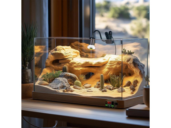 Світильник довгий з затискної ручкою і термостатом Terrario Long ReptiSun Temperature Control 200W