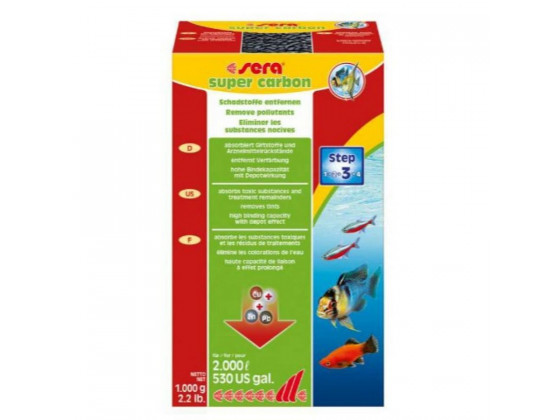 Угольный наполнитель Sera Super Carbon для аквариумного фильтра, 1 кг