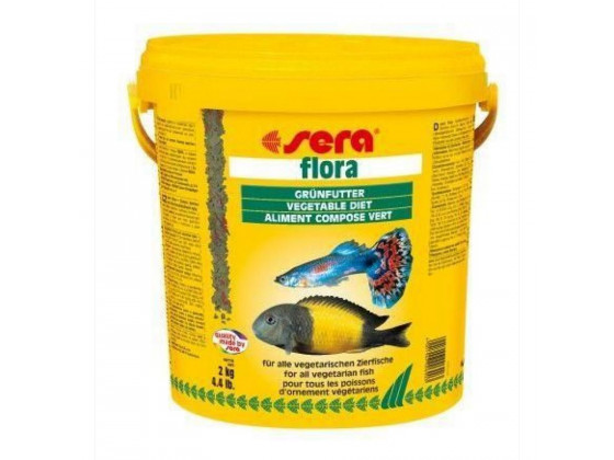 Корм для рыб Sera flora Nature для растительноядных со спирулиной хлопья 10л