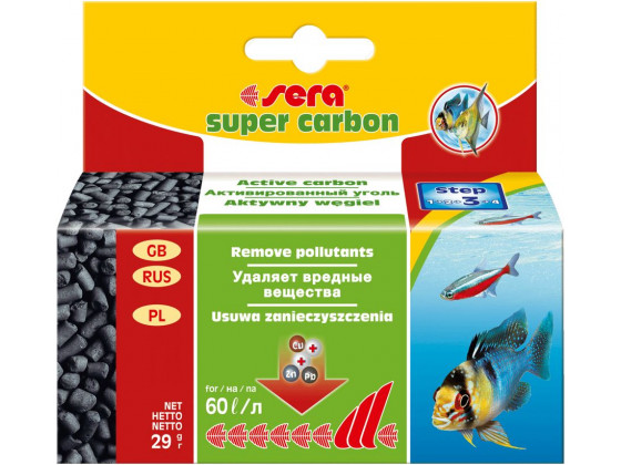 Активоване вугілля sera super carbon для внутрішніх фільтрів, 29 г