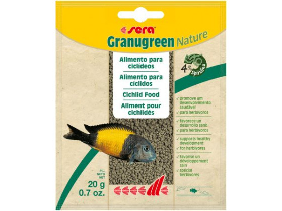 Корм sera Granugreen Nature для растительноядных цихлид гранулы, 20 г