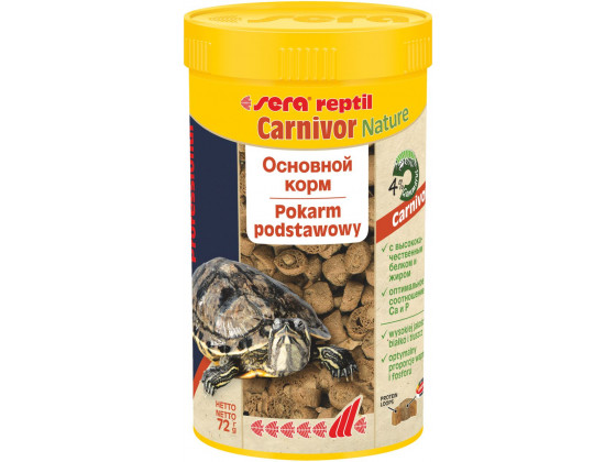 Корм для мясоядных рептилий sera reptil Carnivor Nature гранулы, 72 г