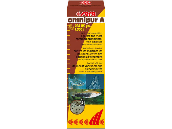 Лікарьский засіб sera Omnipur A універсальний проти захворювань декоративних риб, на 1000 л води - 50 мл