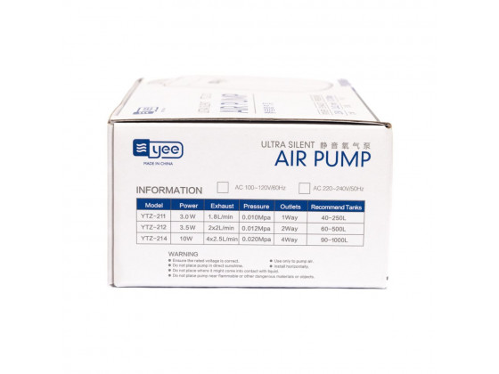 Компрессор Yee для аквариума с двумя выходами 3,5 Вт