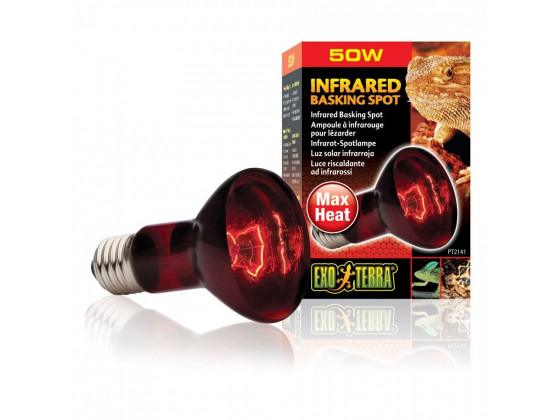 Лампа для террариума ExoTerra Infared basking spot для террариумных животных инфракрасная обогревающая R20/50 Вт