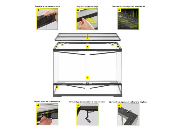 Террариум ExoTerra для экзотических животных Pro Terrarium стеклянный 45x45x45 см