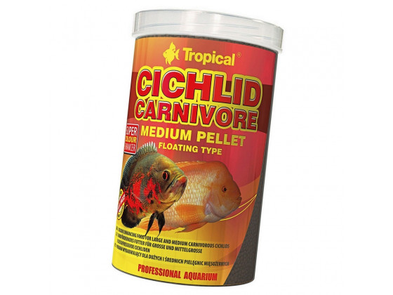 Сухий корм для акваріумних риб Tropical в гранулах Cichlid Carnivore Medium Pellet 1 л (для м'ясоїдних цихлид)