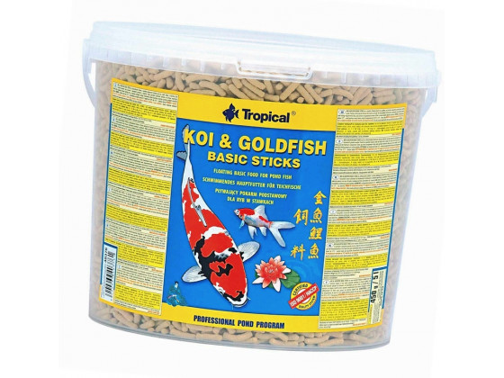 Сухий корм для ставкових риб Tropical в паличках Koi & Goldfish Basic Sticks 5 л (для всіх ставкових риб)