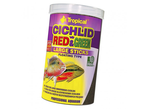 Сухой корм для аквариумных рыб Tropical в палочках Cichlid Red & Green Large Sticks 1 л (для всех цихлид)